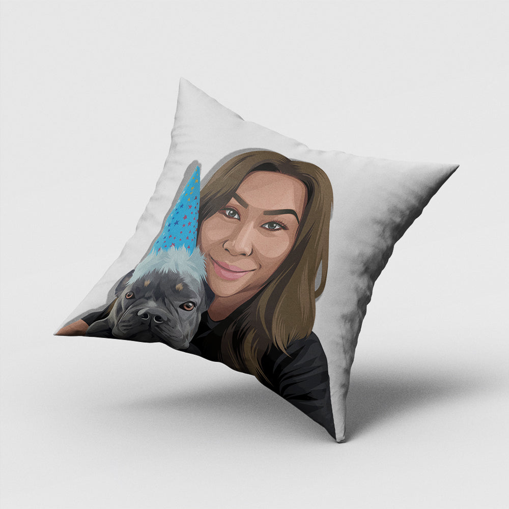 Small Square Pillow - 12.5 x 11.5 inches - Portraitelle