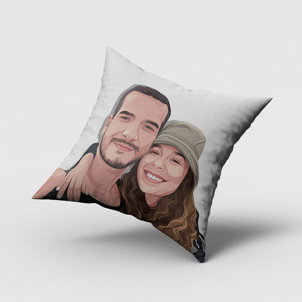 Small Square Pillow - 12.5 x 11.5 inches - Portraitelle